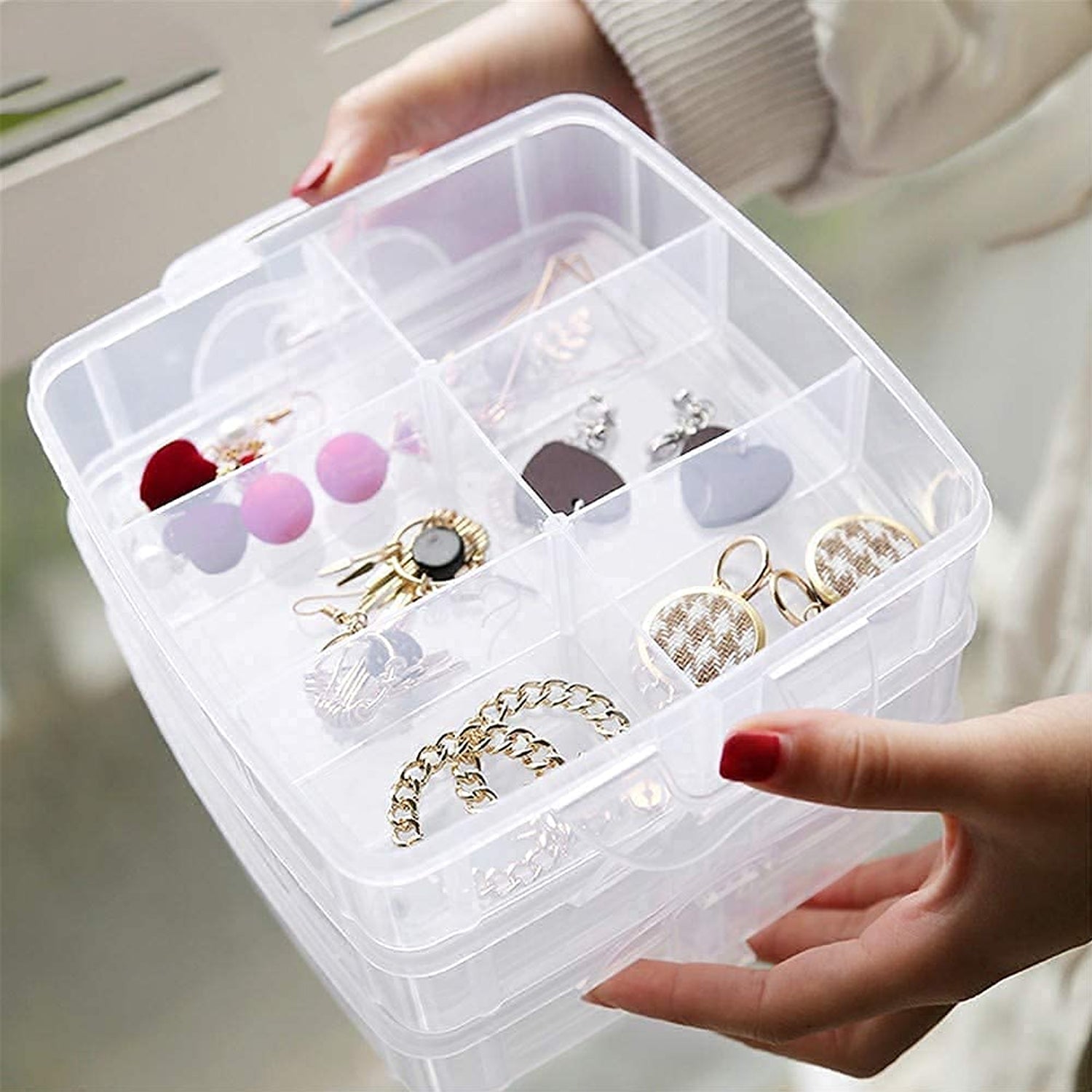 2644 3-tier 18 Sections Transparent Stackable Adjustable Compartment Slot Plastic Craft Storage Box 2644 3-tier 18 Sections Transparent Stackable Adjustable Compartment Slot Plastic Craft Storage Box